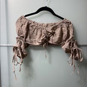 Elegant Tan Off-Shoulder Women's Top